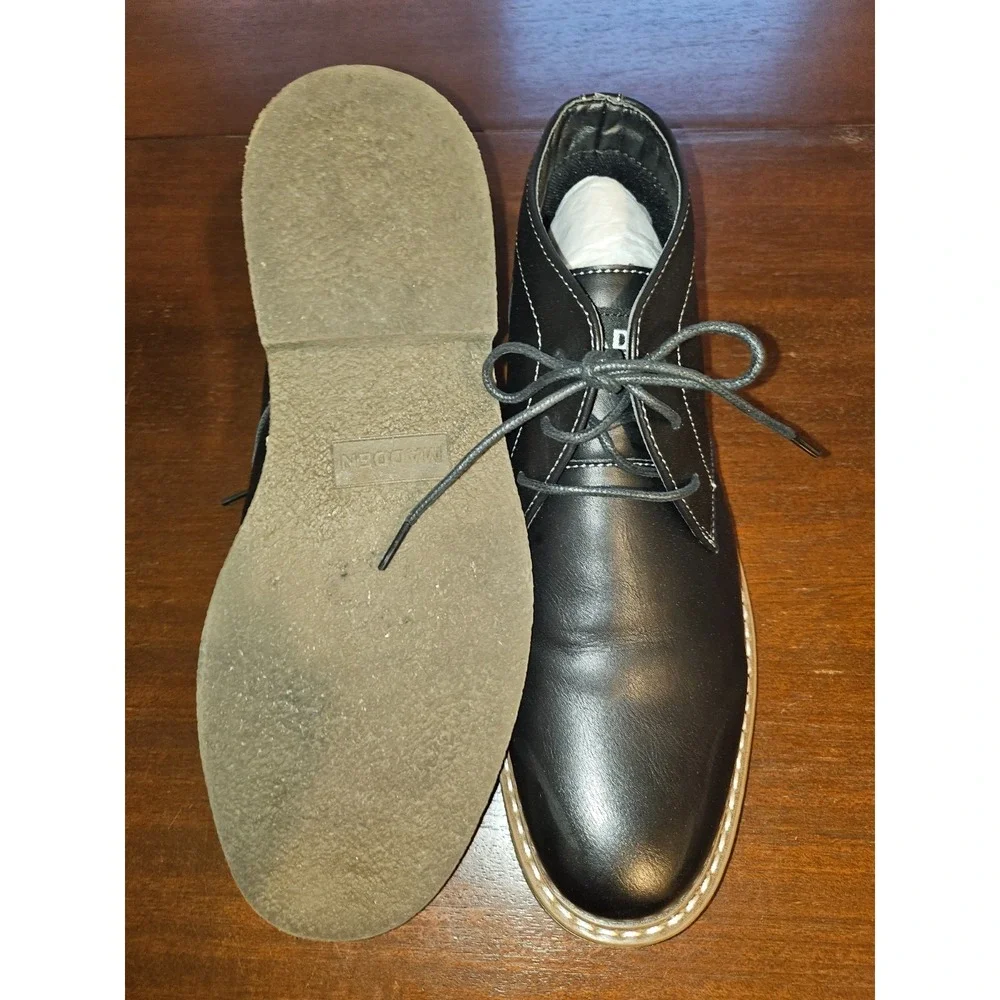 Steve Madden Men's Short Chukka P-SYMIN Lace‎ Up Boot Shoes -Black Size 8 New